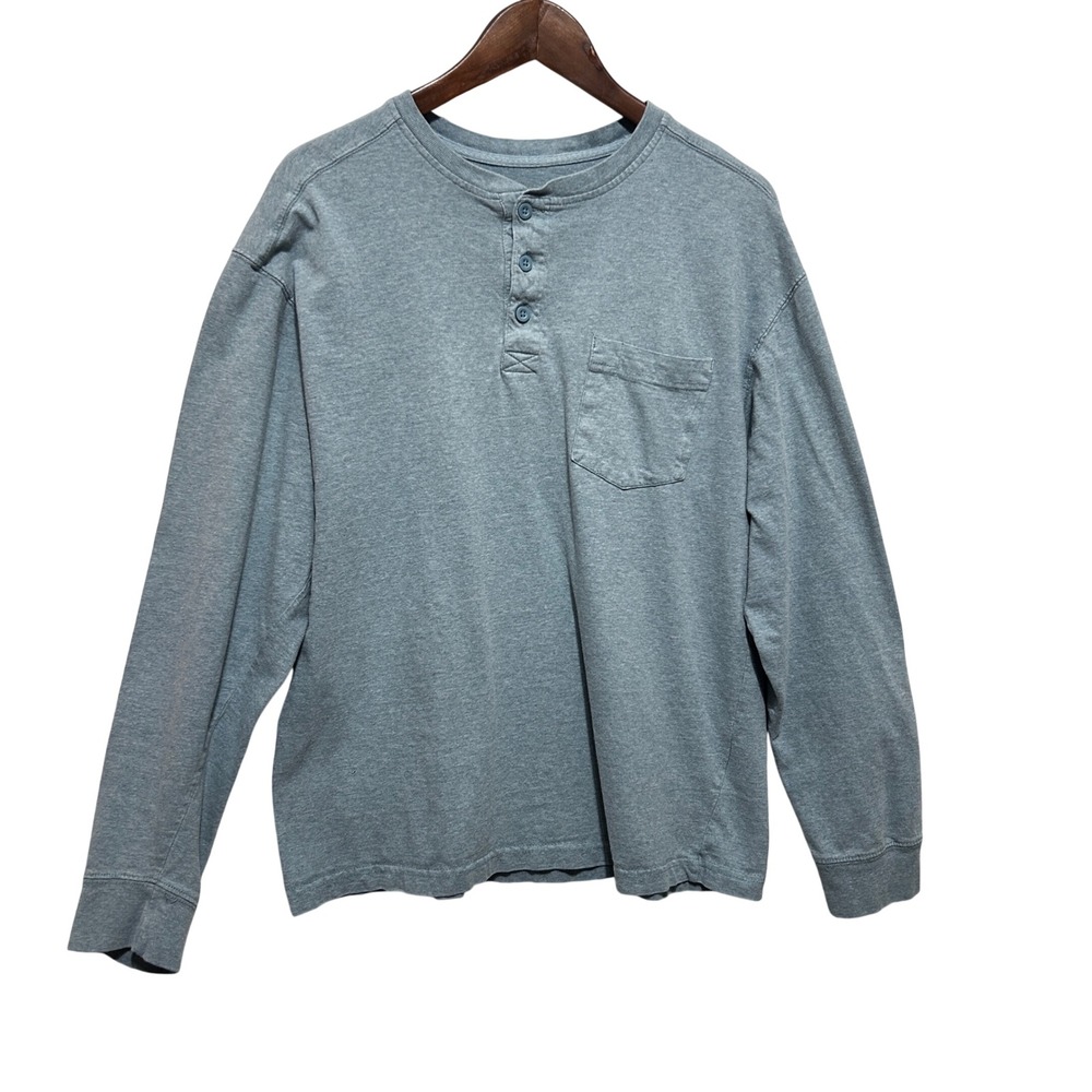 Bass Pro Shops Men Henley‎ Shirt L Blue Gorpcore Outdoor Workwear Casual Utility